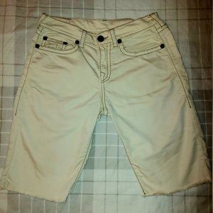 True Religion Off-White Custom Cut Dyed Men's Jean Shorts - 32 Geno Relaxed Slim
